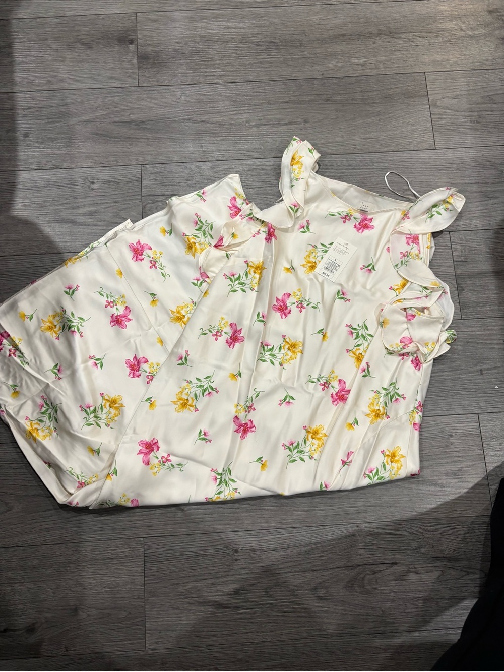 Target White Maxi Dress with Pink & Yellow Floral Print